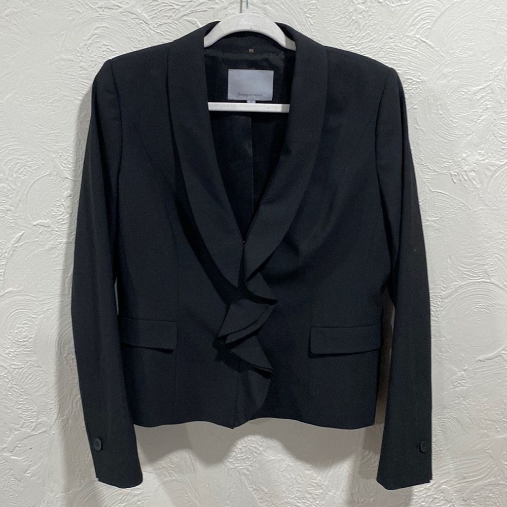 Classiques Entier Black Cascade Front Stretch Wool Jacket Size 12